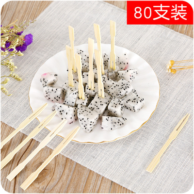 Mini Disposable Bamboo Party Forks Cocktail Appetizer for Fruit Double Prong